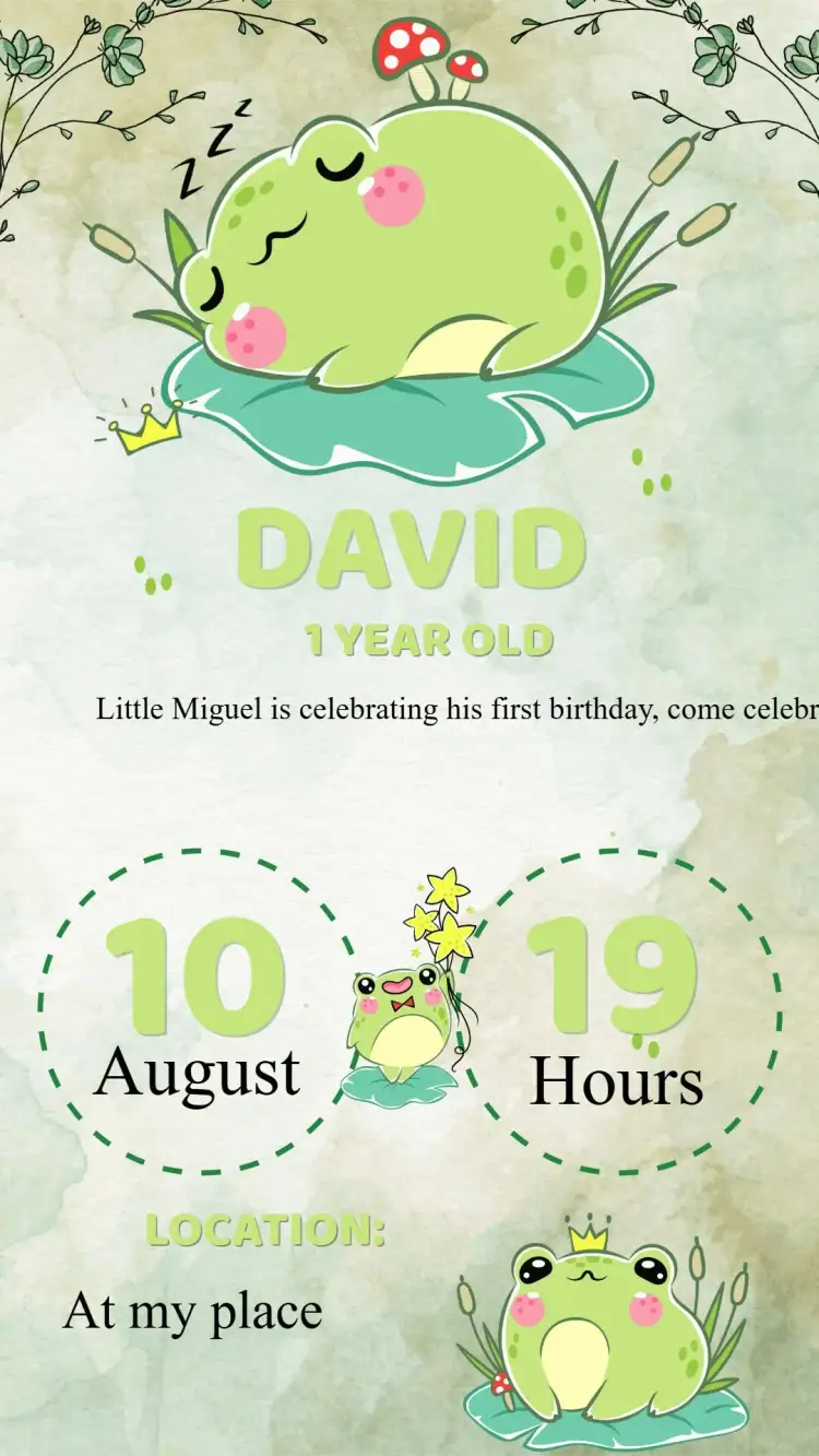 Invitation Frog Birthday Invitation – Kids' Birthday Party theme colorful, fun, nature-themed, animals, playful