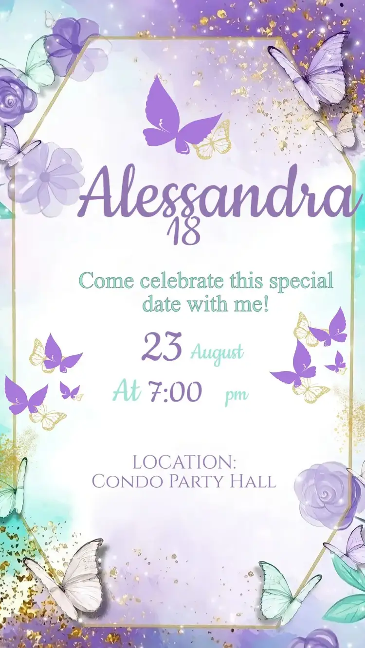 Invitation Lavender Floral and Butterflies Birthday Invitation – Birthday theme floral, romantic, springtime, delicate, elegant, nature