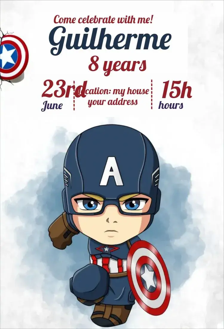 Captain America Watercolor Baby invitation