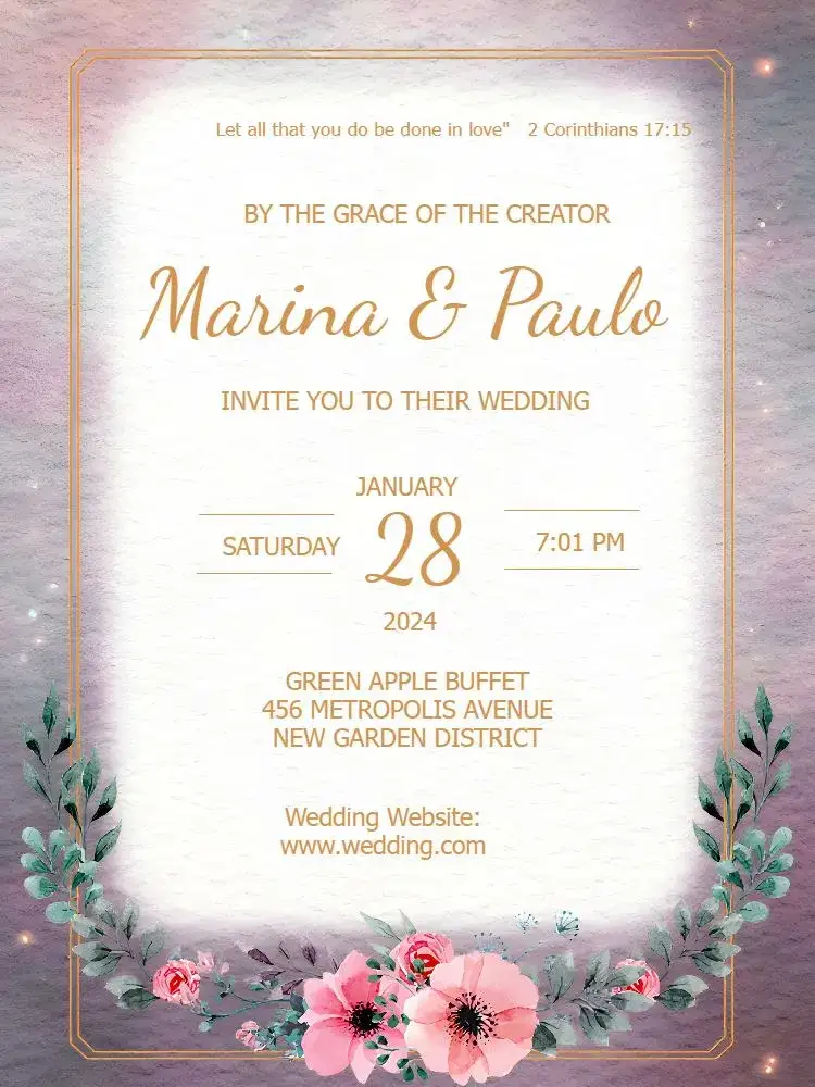 Invitation Golden Floral Wedding – Wedding theme floral, golden, elegant, romantic, modern, classic