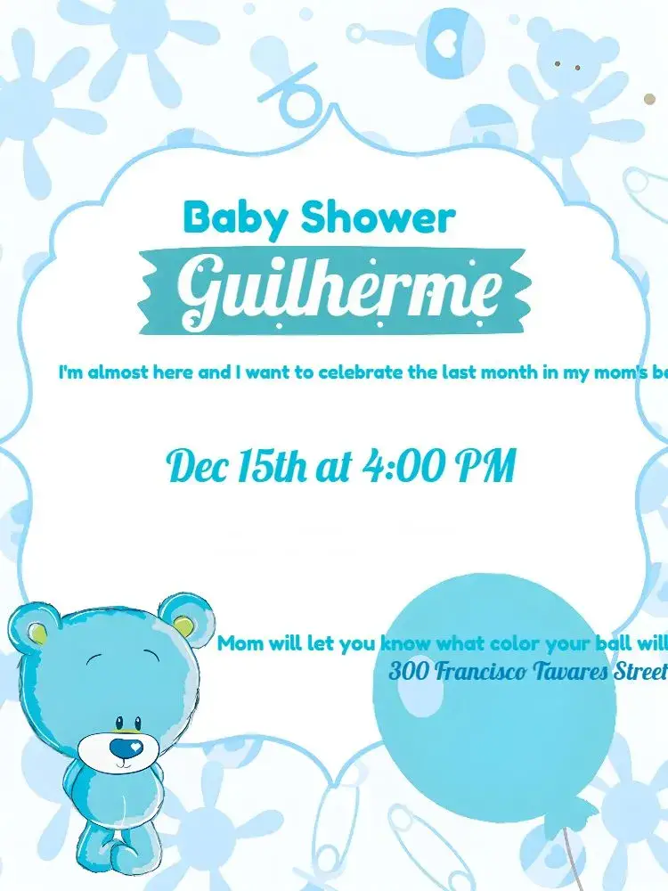 Diaper Shower Little Duck Teddy Bear invitation