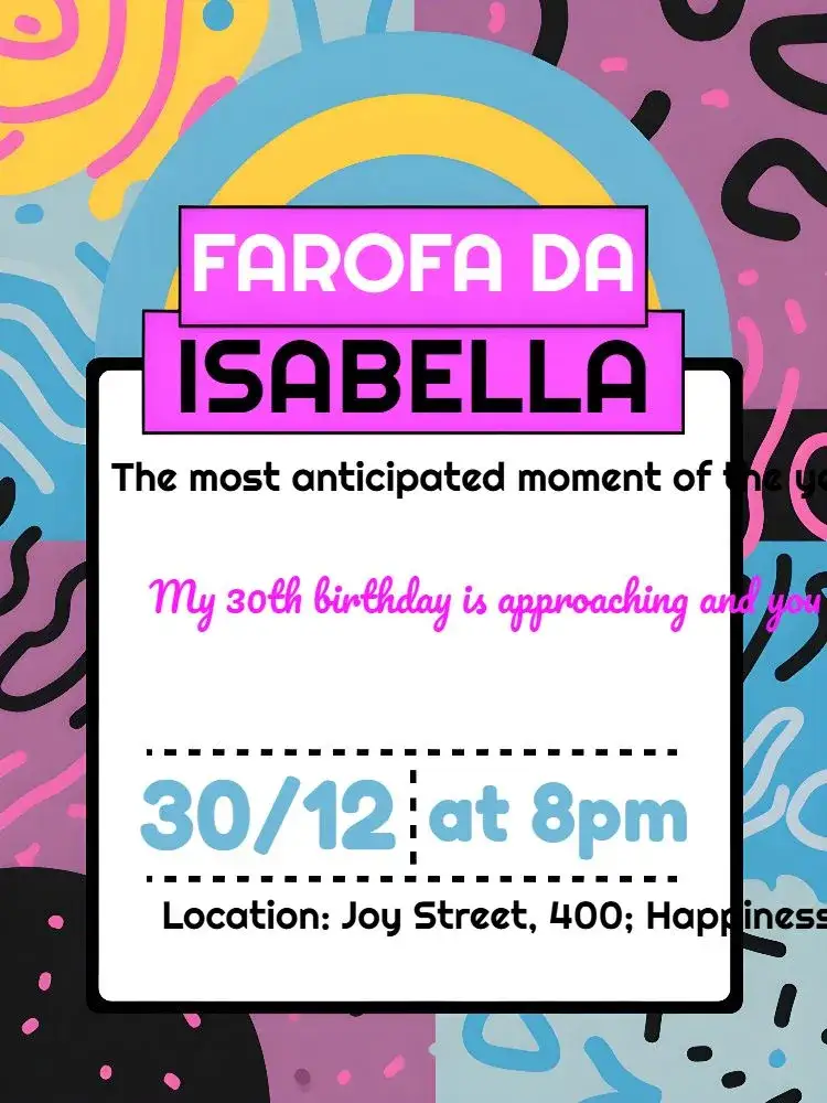 Invitation Farofa Colorido – Bridal Shower theme tropical, colorful, abstract, summer, fun