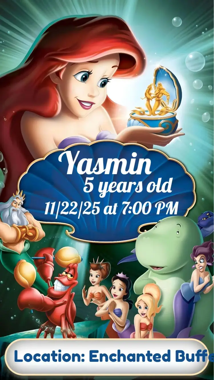 Mermaid Ariel invitation
