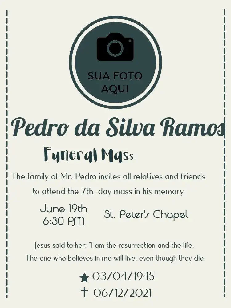 Invitation For Funeral Mass With Photo On All Saints' Day – Commemorative Dates theme sober, elegant, minimalist, gray and black, classic