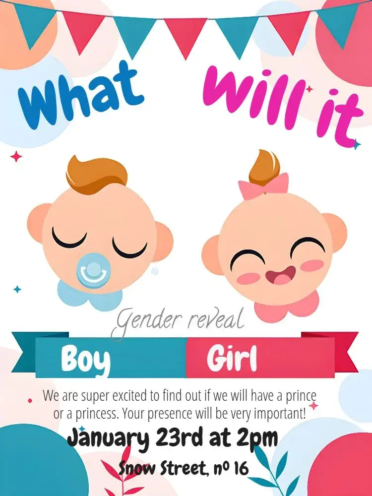 Baby Gender Reveal Tea Party invitation