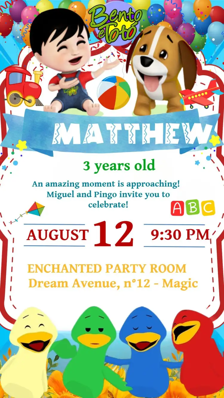 Invitation Bento And Totó Colorful – Most searched for theme colorful, childlike, fun, playful, playful
