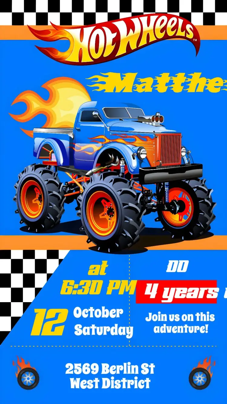 Invite Hot Wheels editable and customizable
