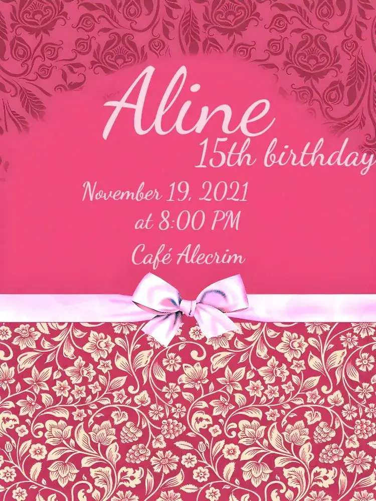 Invitation Elegant 15th Birthday - Pink and White Bow – Sweet 15 theme elegant, romantic, floral, modern, minimalist, soft