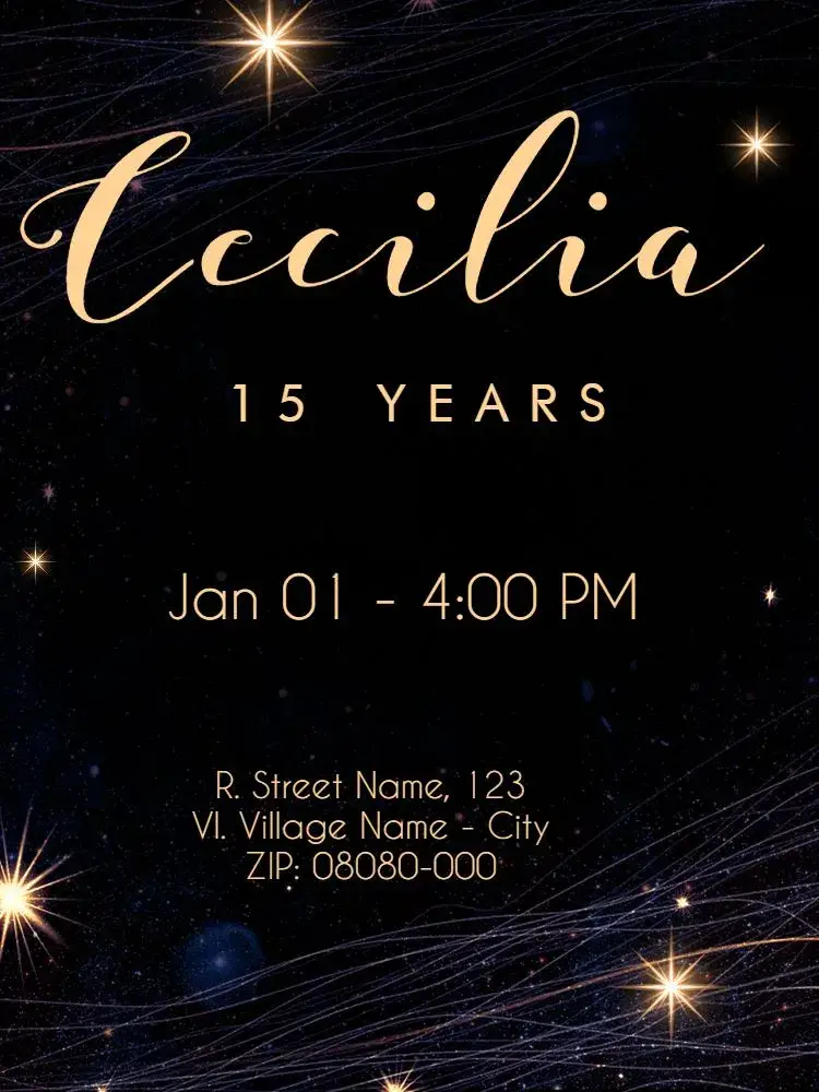 Virtual 15 Years - Starry Stars invitation