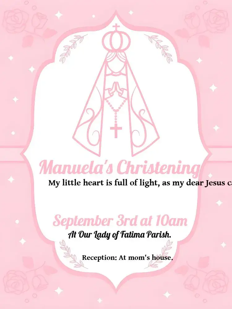 Invitation Church Baptism – Baptism theme floral, pink and white, little angels, romantic, delicate