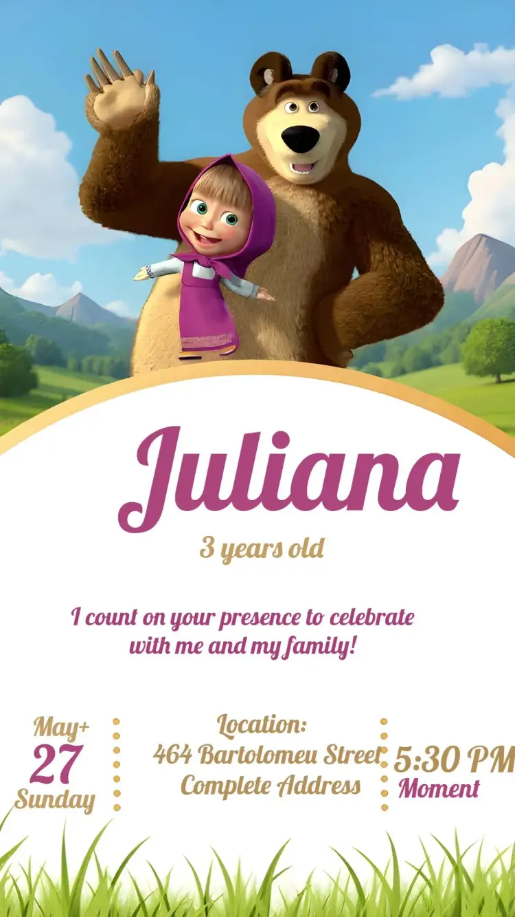 Masha And The Bear invitation