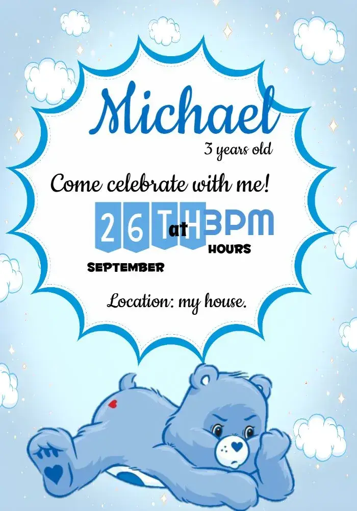 Grumpy Care Bears Cloud invitation