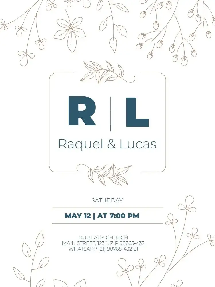 Invitation Virtual Floral Couple Wedding for Whatsapp – Wedding theme floral, minimalist, delicate, elegant, modernity, subdued colors