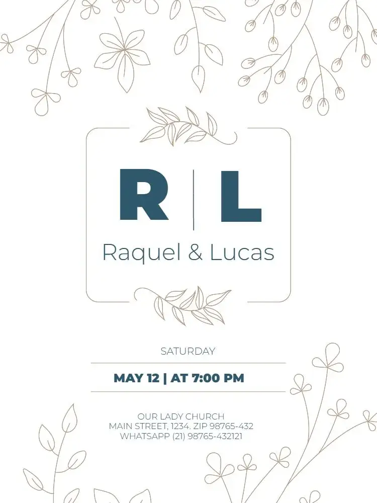 Virtual Floral Couple Wedding for Whatsapp invitation