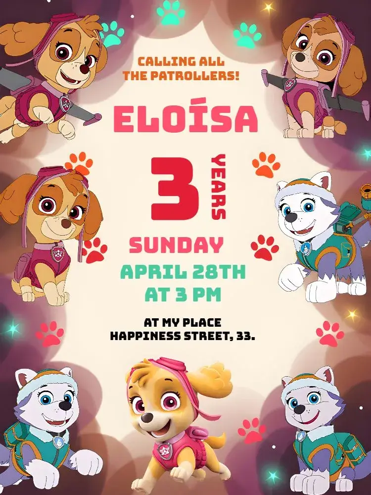 Paw Patrol Chase invitation