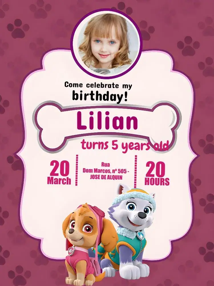 Invitation Paw Patrol Colorful Photo Invitation – Kids' Birthday Party theme colorful, fun, themed, childish, lively