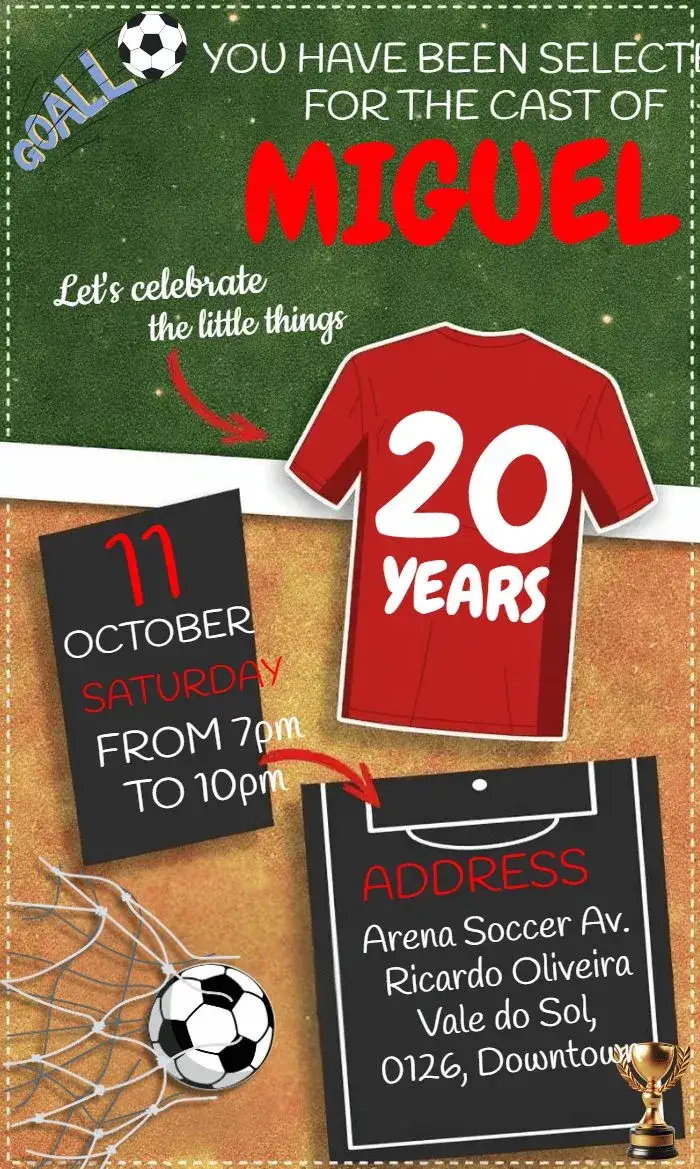 Invitation Soccer Team – Most searched for theme soccer, sports-themed, colorful, modern, fun
