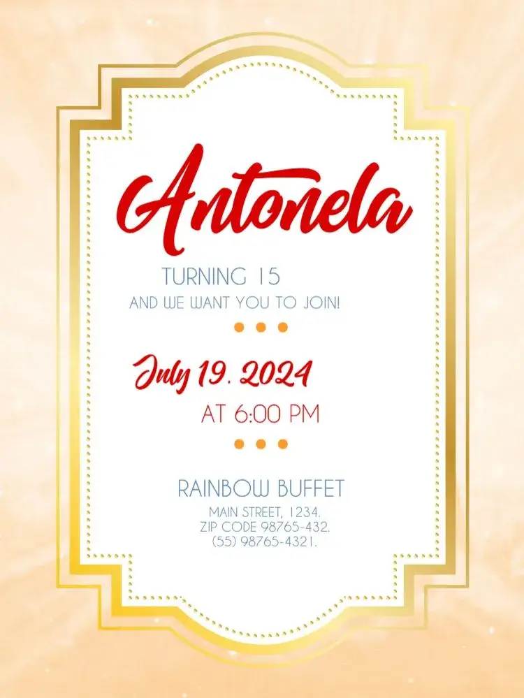 Yellow 15 Years invitation