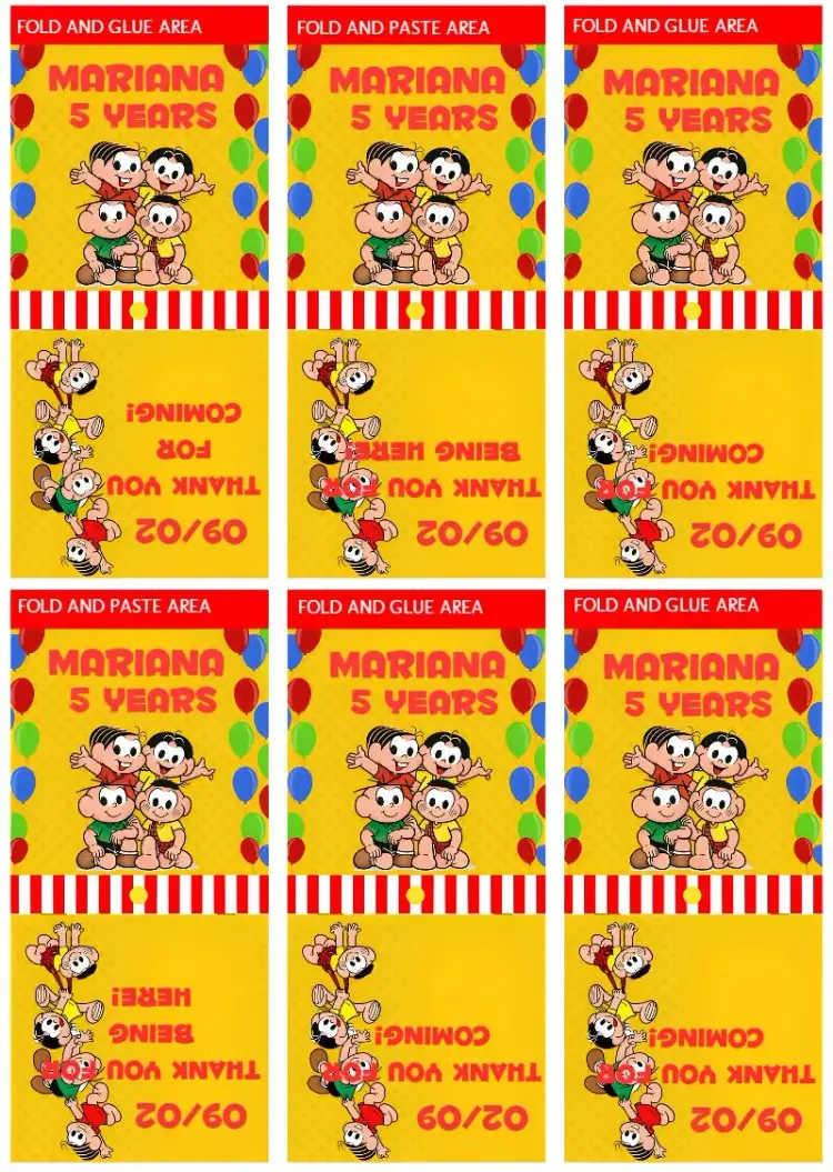 Invitation Capa For Monica's Gang Cebolinha Lollipop Cover – Kids' Birthday Party theme colorful, fun, childish, classic characters, modern, themed
