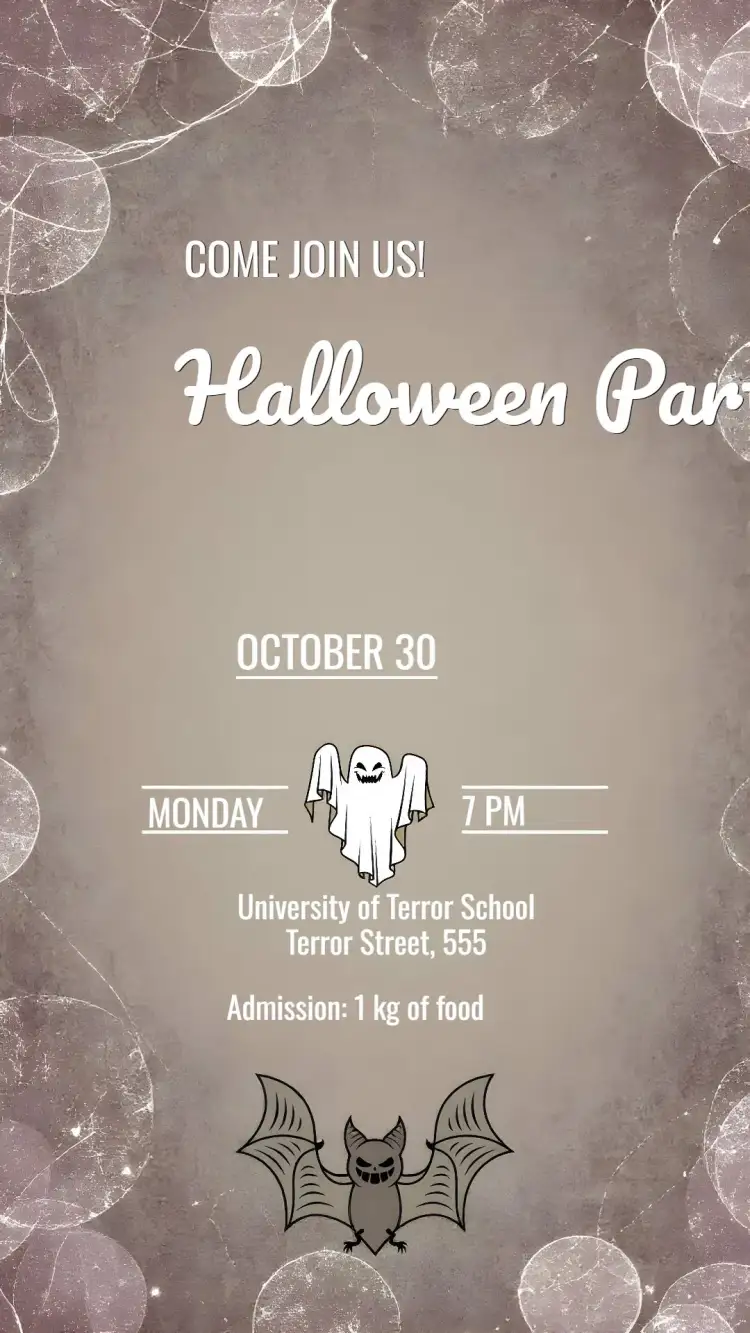 Invitation Gray Halloween Party – Commemorative Dates theme gray, mysterious, themed, fun, classic