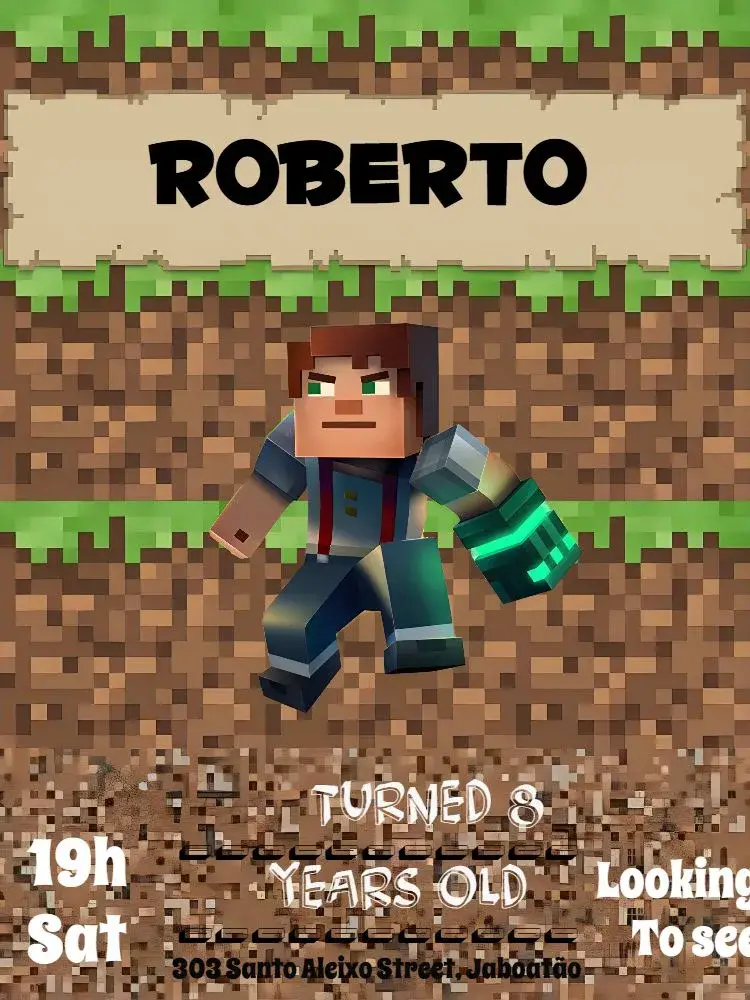 Invite Minecraft Brown editable and customizable