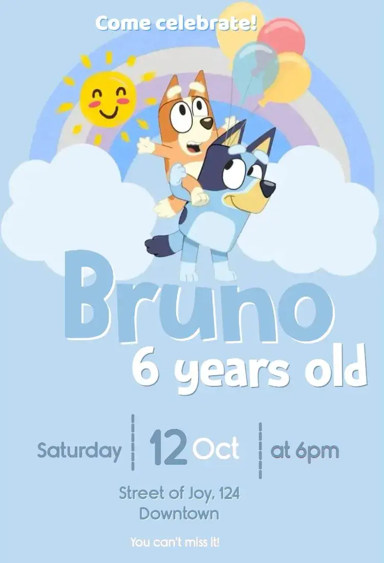 Bluey invitation