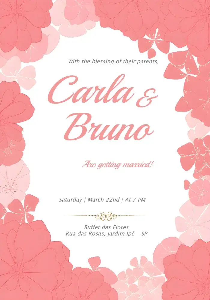 Pink Floral Wedding Flowers invitation