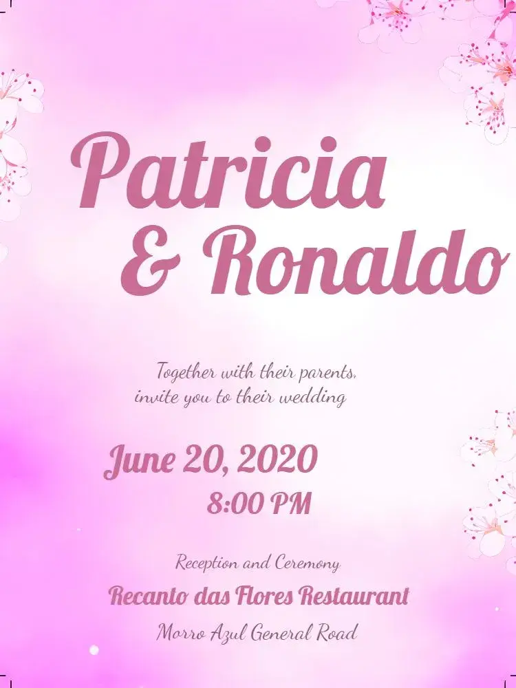 Delicate Pink Floral Wedding invitation