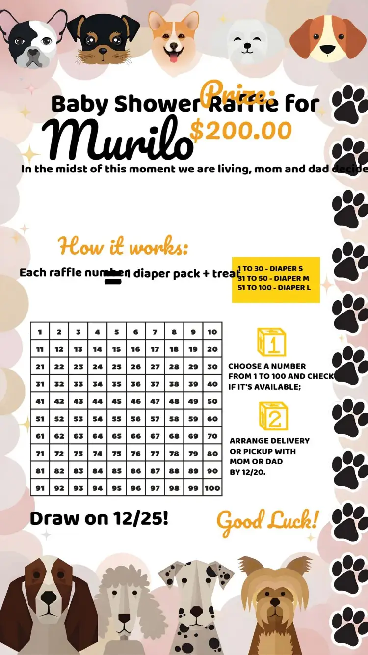 Invitation Tea Raffle Puppies Card – Raffle Tea theme modern, fun, colorful, animal-themed, minimalist