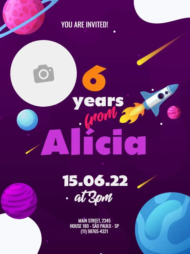 Boys Space Party invitation