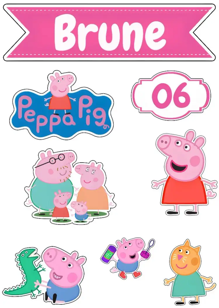 Invitation Peppa Pig Cat Cake Topper – Cake topper theme colorful, childlike, fun, themed, playful