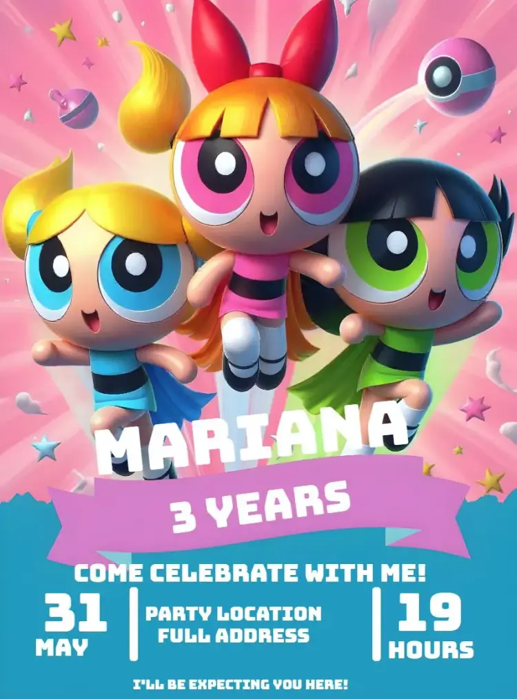 The Powerpuff Girls Docinho invitation