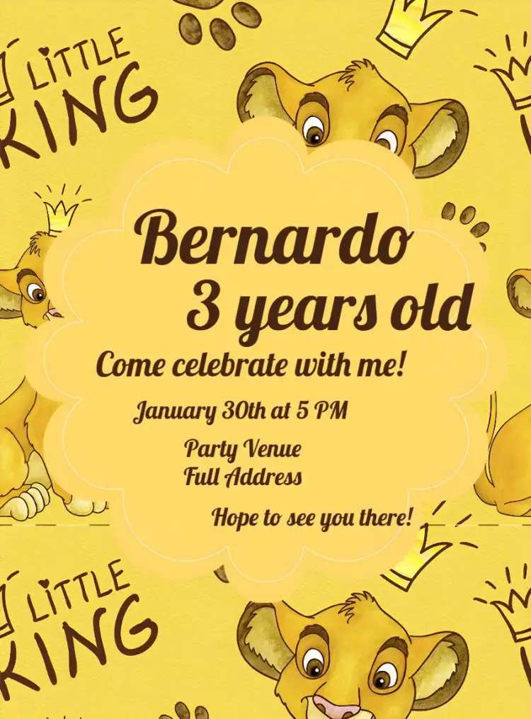 The Lion King invitation