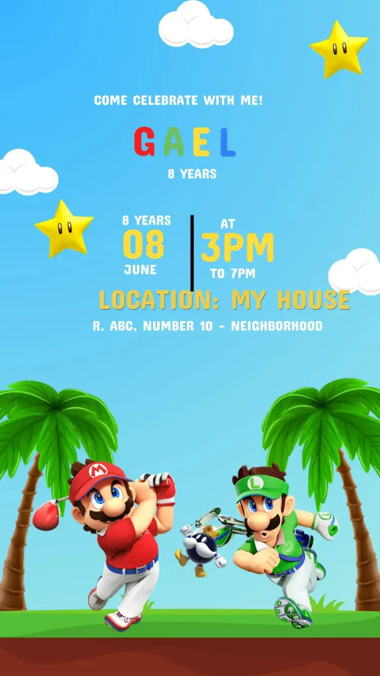 Super Mario Birthday Invitation