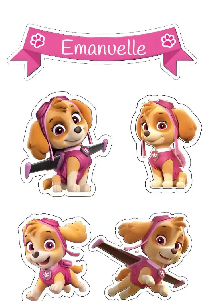 Invitation Topo De Bolo Patrulha Canina Skye – Cake topper theme pink, fun, childish, colorful, themed, lively