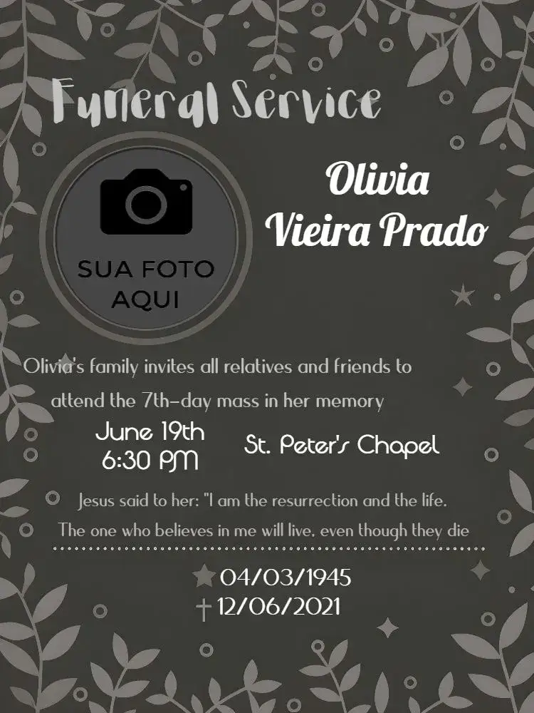 Invitation For Funeral Mass With Picture Note – Commemorative Dates theme minimalist, elegant, sober, classic, contemporary, thoughtful