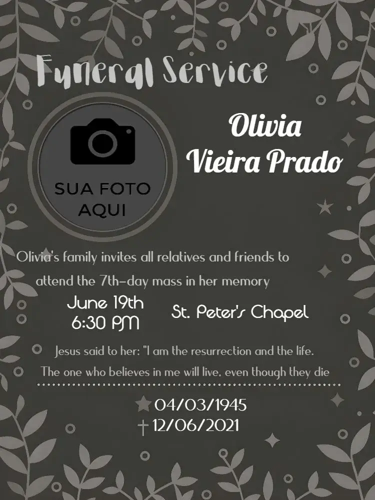 For Funeral Mass With Picture Note invitation