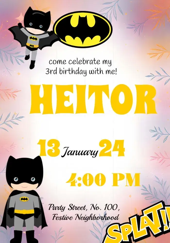 Batman Cute Dc invitation