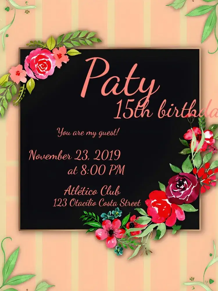 Invitation Floral 15 Years Cocktail – Sweet 15 theme floral, modern, elegant, colorful, feminine