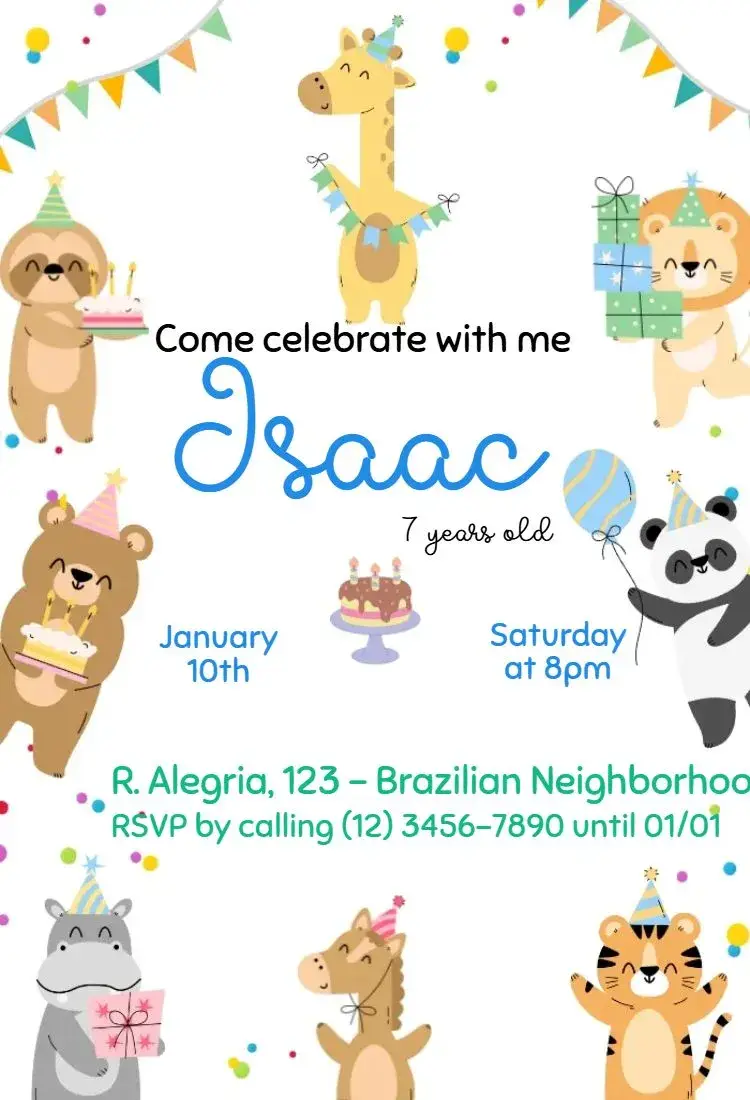 Animal Party invitation