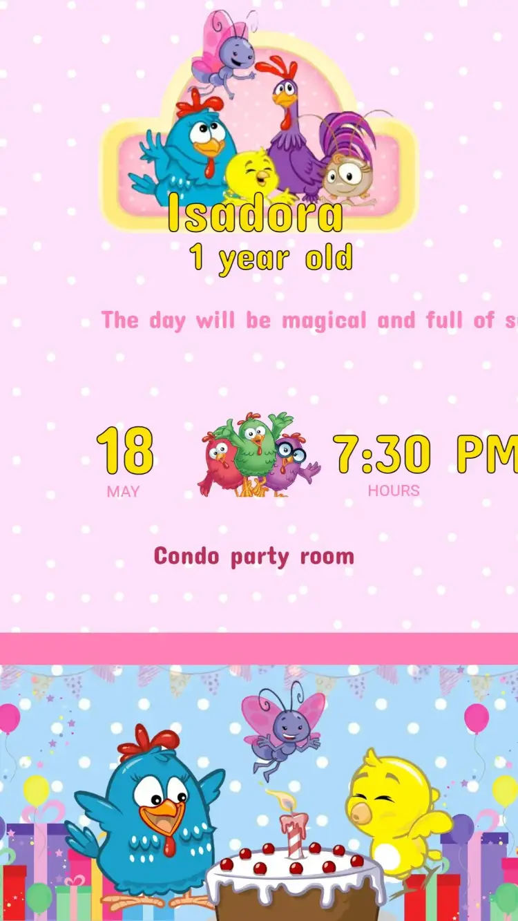 GALINHA PINTADINHA Birthday Invitation