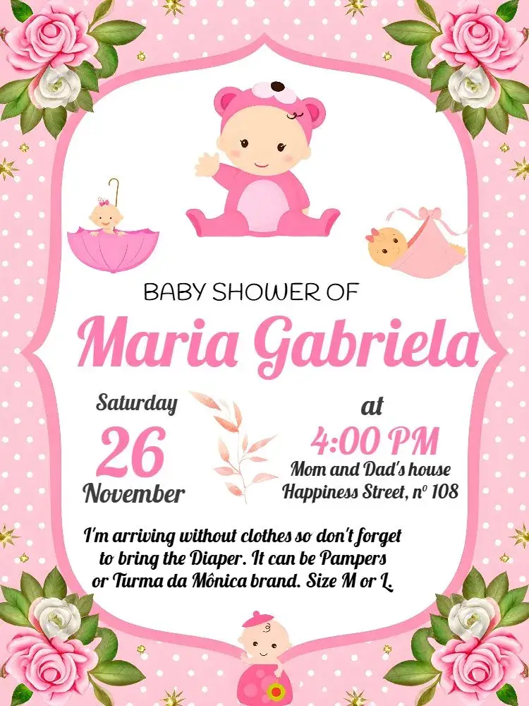Baby Shower Pink Diaper invitation