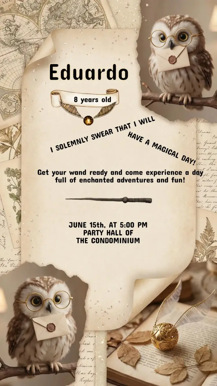 Harry Potter Kids Birthday Invitation