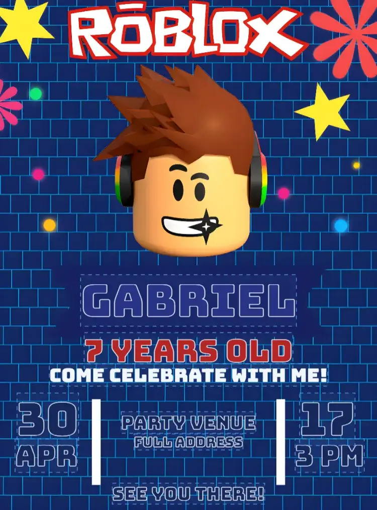 Invitation Blue Roblox – Most searched for theme blue, white, red, game, fun, children