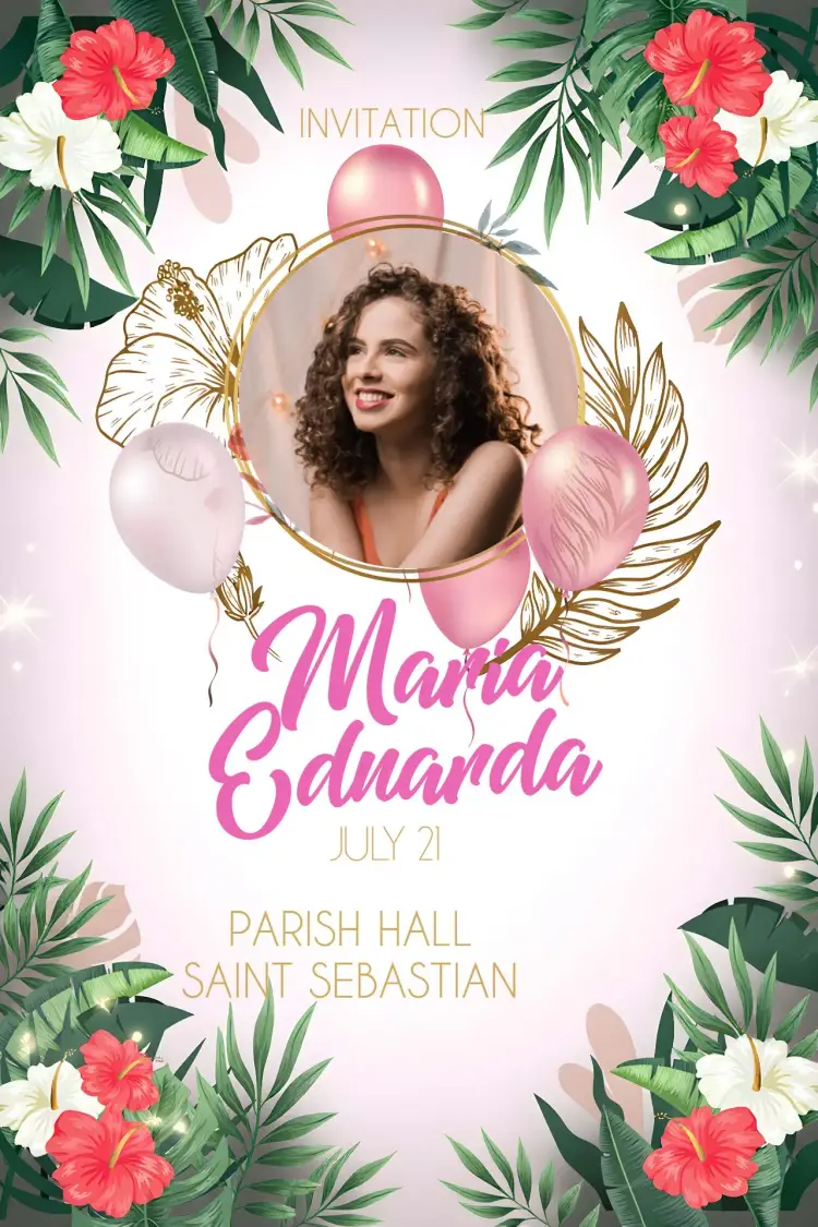Floral With Classic Photo invitation