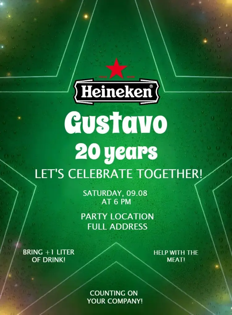 Invite Heineken BBQ editable and customizable
