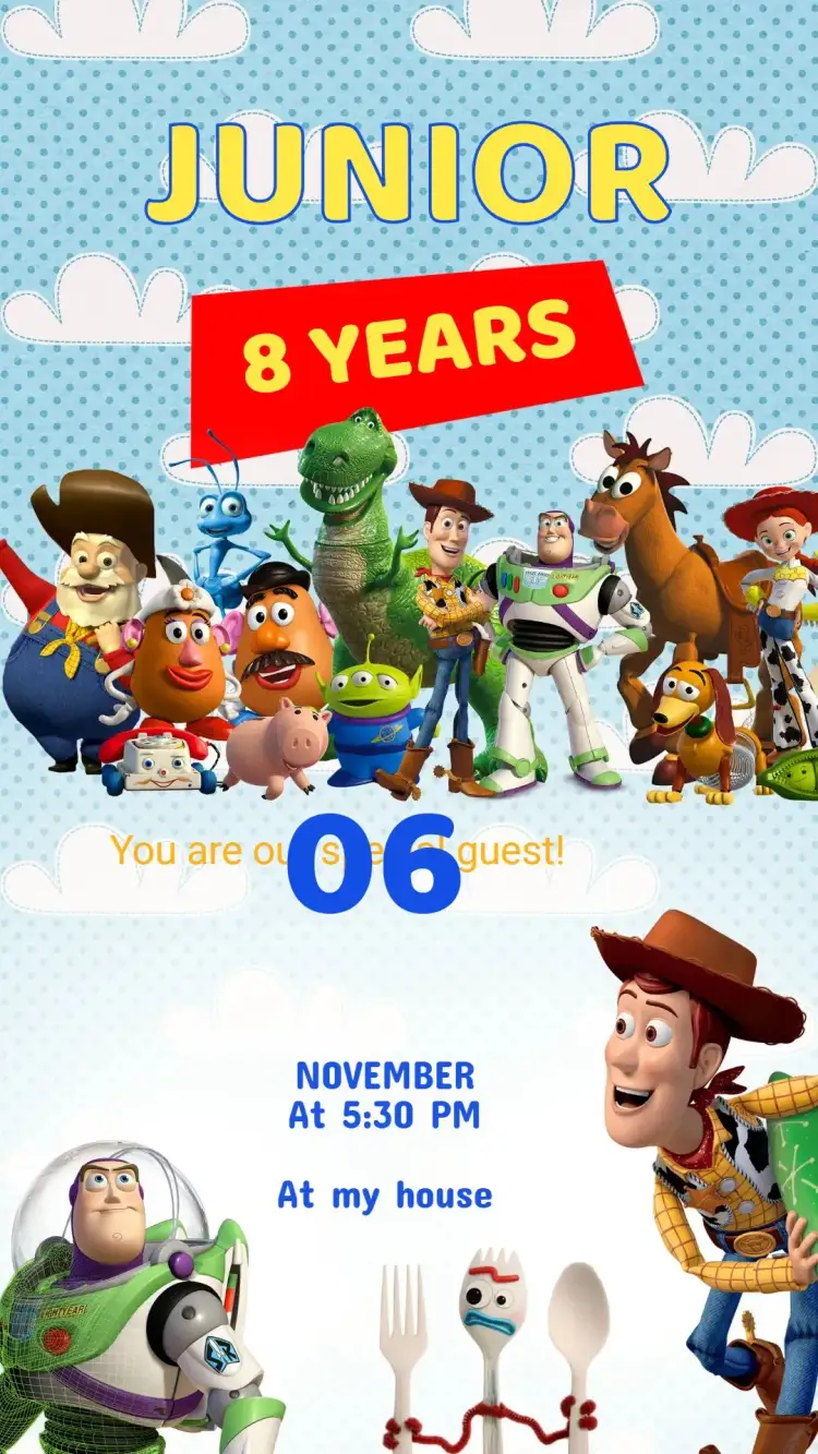 Invitation Toy Story Birthday Invitation – Kids' Birthday Party theme colorful, fun, themed, modern, illustrative
