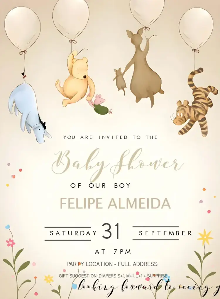 Winnie the Pooh Donkey Baby Shower invitation