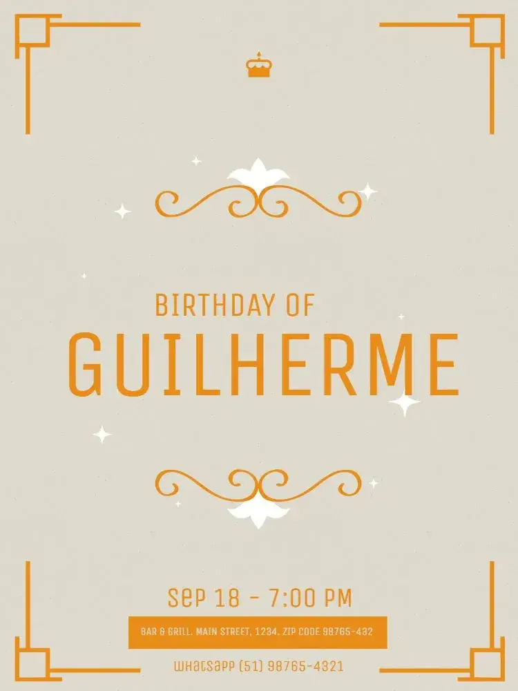 Stylish Light Orange Male Adult invitation