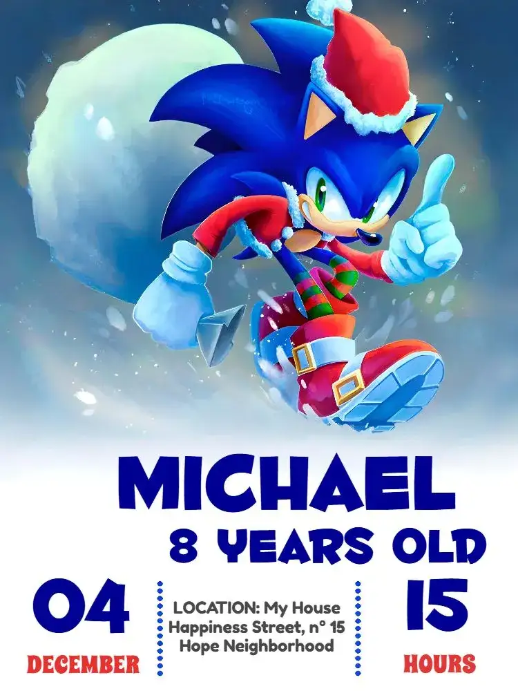 Invitation Sonic Hero – Commemorative Dates theme colorful, fun-filled, games, child-friendly, themed, contemporary
